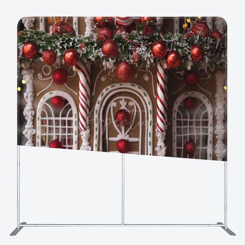 Aperturee - Aperturee Red Chocolate House Christmas Photo Booth Backdrop