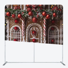 Aperturee - Aperturee Red Chocolate House Christmas Photo Booth Backdrop