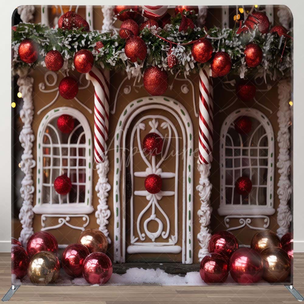 Aperturee - Aperturee Red Chocolate House Christmas Photo Booth Backdrop