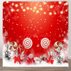 Aperturee - Aperturee Red Christmas Candy Bokeh Tension Fabric Backdrop