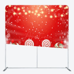 Aperturee - Aperturee Red Christmas Candy Bokeh Tension Fabric Backdrop