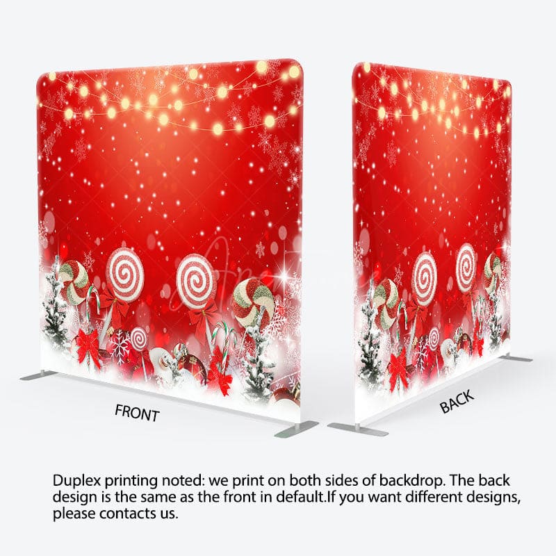 Aperturee - Aperturee Red Christmas Candy Bokeh Tension Fabric Backdrop
