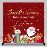 Aperturee - Aperturee Red Christmas Custom Name Family Reunion Backdrop