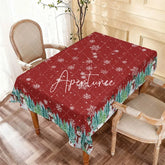 Aperturee - Aperturee Red Christmas Snowman and Pine Tree Rectangle Tablecloth Winter Snowflake Holiday Party Decoration
