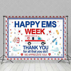 Aperturee - Aperturee Red Cross Ambulance Happy EMS Week Thank You Backdrop