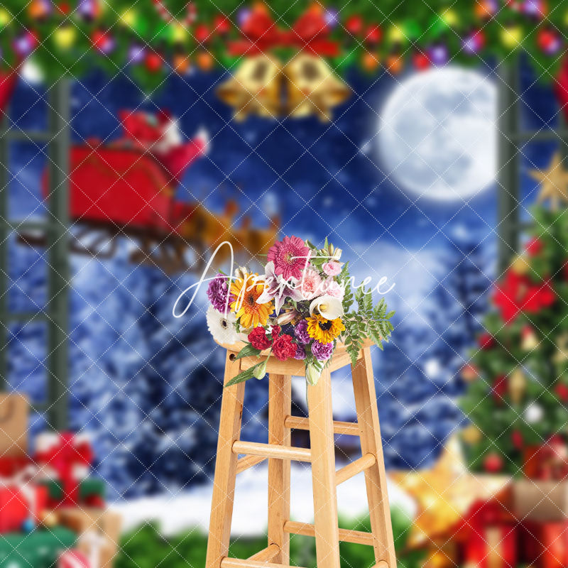 Aperturee - Aperturee Red Curtain Christmas Eve Holiday Party Backdrop