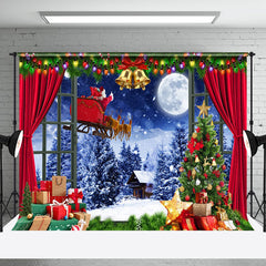 Aperturee - Aperturee Red Curtain Christmas Eve Holiday Party Backdrop