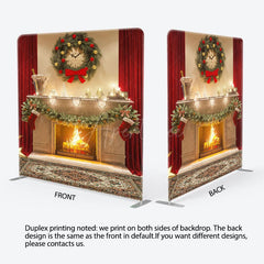 Aperturee - Aperturee Red Curtain House Wreath Xmas Pillow Case Backdrop