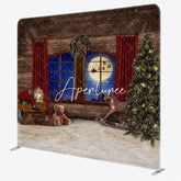 Aperturee - Aperturee Red Curtain Wood Window Double-Sided Square Backdrop