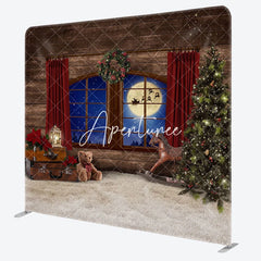Aperturee - Aperturee Red Curtain Wood Window Double-Sided Square Backdrop