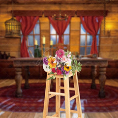 Aperturee - Aperturee Red Curtains Windy Study Table Photography Backdrop