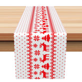 Aperturee - Aperturee Red Dots Snowflake Elk Ugly Christmas Table Runner