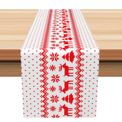 Aperturee - Aperturee Red Dots Snowflake Elk Ugly Christmas Table Runner