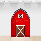 Aperturee - Aperturee Red Farm House Barn Door Arch Backdrop For Birthday