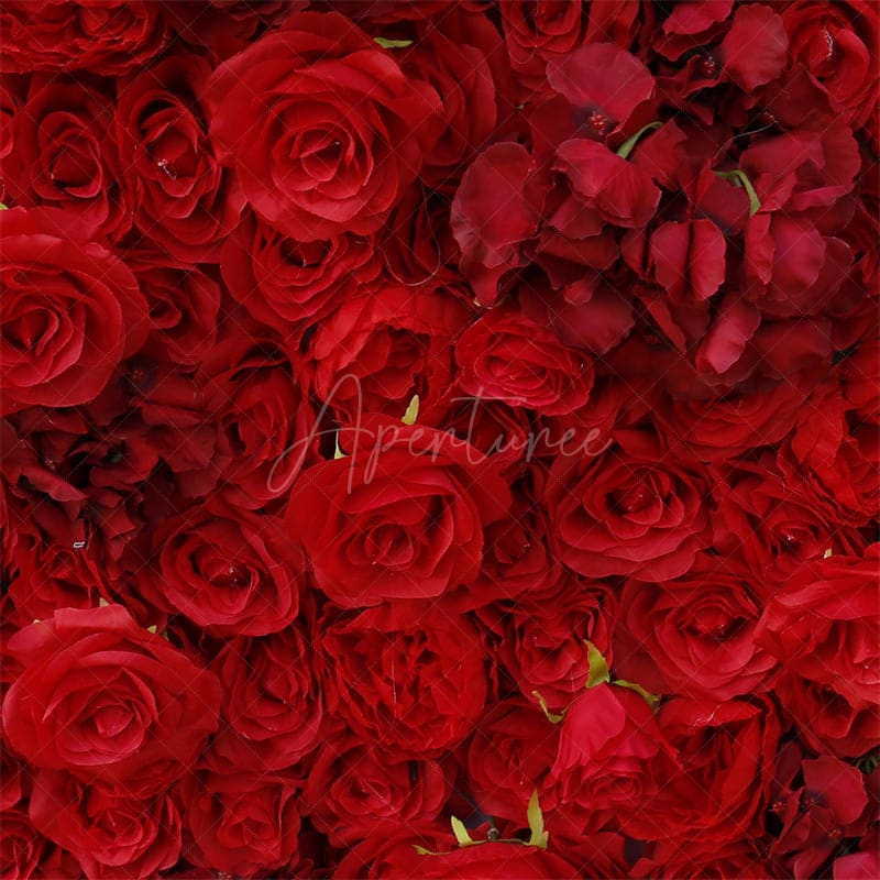Aperturee - Aperturee Red Faux Flower Wall Panels Wholesale Party Decor