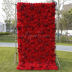 Aperturee - Aperturee Red Faux Flower Wall Panels Wholesale Party Decor