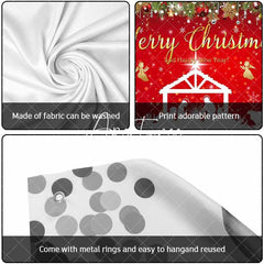 Aperturee - Aperturee Red Festive Christmas Nativity Garage Door Banner