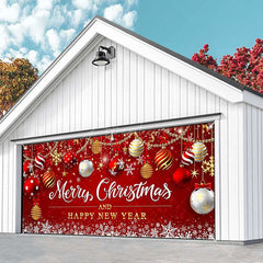 Aperturee - Aperturee Red Festive Christmas New Year Garage Door Banner