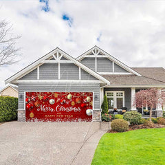 Aperturee - Aperturee Red Festive Christmas New Year Garage Door Banner