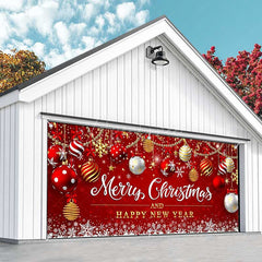 Aperturee - Aperturee Red Festive Christmas New Year Garage Door Banner