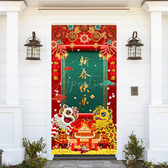 Aperturee - Aperturee Red Festive Firecracker Couplets New Year Door Cover