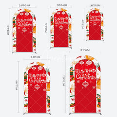 Aperturee - Aperturee Red Festive Print Merry Christmas Arch Backdrop