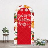 Aperturee - Aperturee Red Festive Print Merry Christmas Arch Backdrop