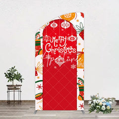 Aperturee - Aperturee Red Festive Print Merry Christmas Arch Backdrop