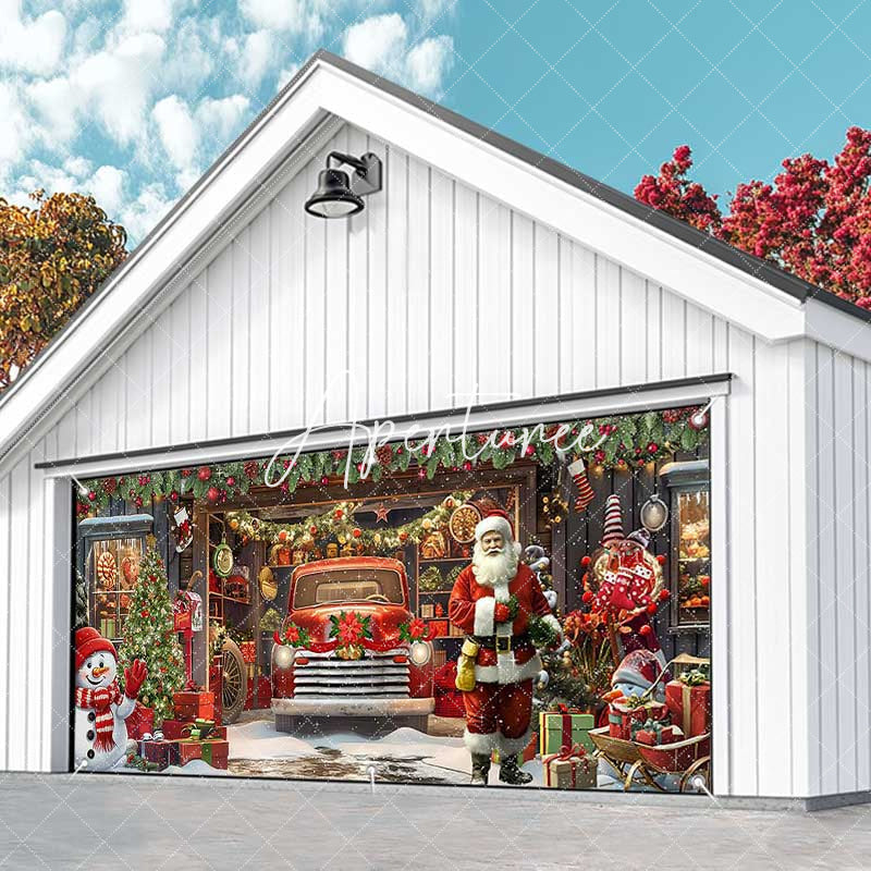 Aperturee - Aperturee Red Festive Santa Christmas Vibe Garage Door Banner
