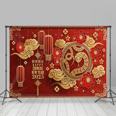 Aperturee - Aperturee Red Festive Snake Happy Chinese New Year Backdrop