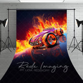 Aperturee - Aperturee Red Fiery Hot Wheels Sports Sweep Photo Backdrop