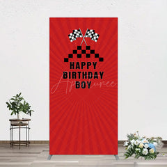 Aperturee - Aperturee Red Flag Racing Happy Birthday Boy Arch Backdrop