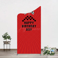 Aperturee - Aperturee Red Flag Racing Happy Birthday Boy Arch Backdrop