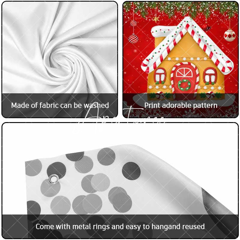 Aperturee - Aperturee Red Gingerbread House Snowman Xmas Garage Door Banner