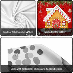 Aperturee - Aperturee Red Gingerbread House Snowman Xmas Garage Door Banner
