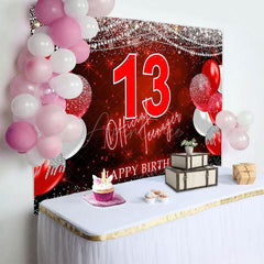 Aperturee - Aperturee Red Glitter Balloon 13 Official Teenagers Backdrop