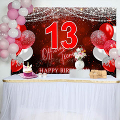 Aperturee - Aperturee Red Glitter Balloon 13 Official Teenagers Backdrop