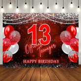 Aperturee - Aperturee Red Glitter Balloon 13 Official Teenagers Backdrop