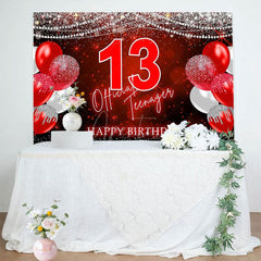 Aperturee - Aperturee Red Glitter Balloon 13 Official Teenagers Backdrop