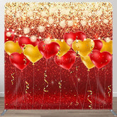 Aperturee - Aperturee Red Glitter Balloon Valentines Day Pillow Case Backdrop