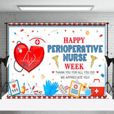 Aperturee - Aperturee Red Glitter Happy Perioperative Nurse Week Backdrop