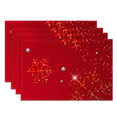 Aperturee - Aperturee Red Glitter Snowflake Christmas Set Of 4 Placemats