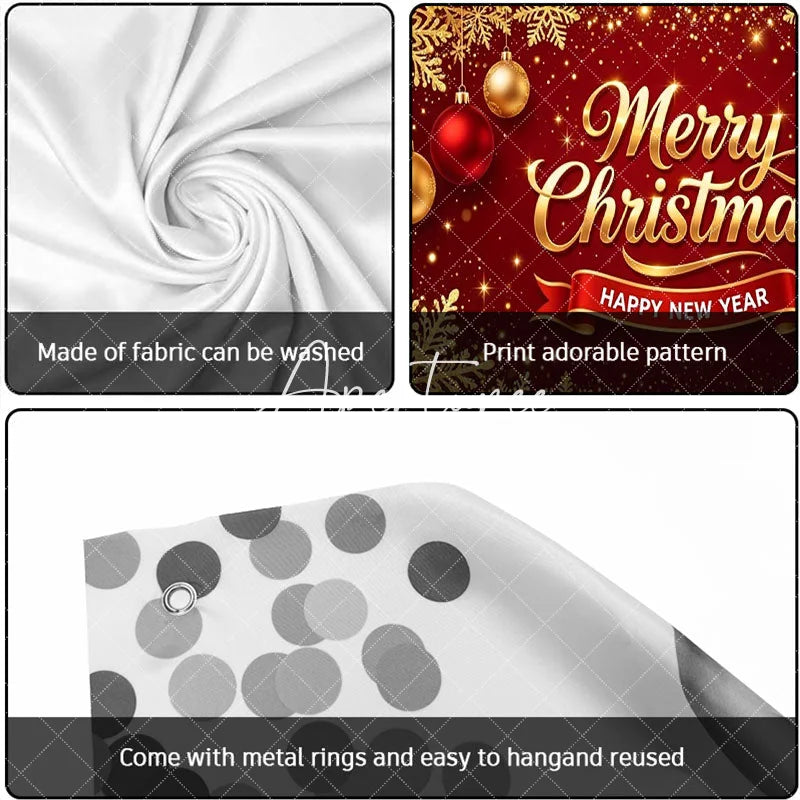 Aperturee - Aperturee Red Gold Glitter Merry Christmas Happy New Year Garage Door Banner Snowflake Ornament Holiday Decor
