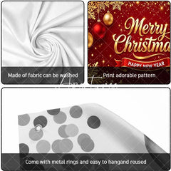 Aperturee - Aperturee Red Gold Glitter Merry Christmas Happy New Year Garage Door Banner Snowflake Ornament Holiday Decor