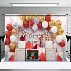 Aperturee - Aperturee Red Gold Love Valentines Day Photography Backdrop