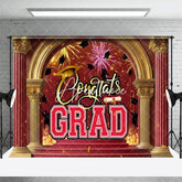Aperturee - Aperturee Red Gold Luxury Arch Sparkle Congrats Grad Backdrop