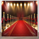 Aperturee - Aperturee Red Gold Sunlight Carpet Square Double-Sided Backdrop