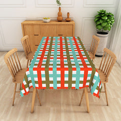 Aperturee - Aperturee Red Green and Blue Checkered Rectangle Tablecloth for Primary Color Themed Kids Birthday Party