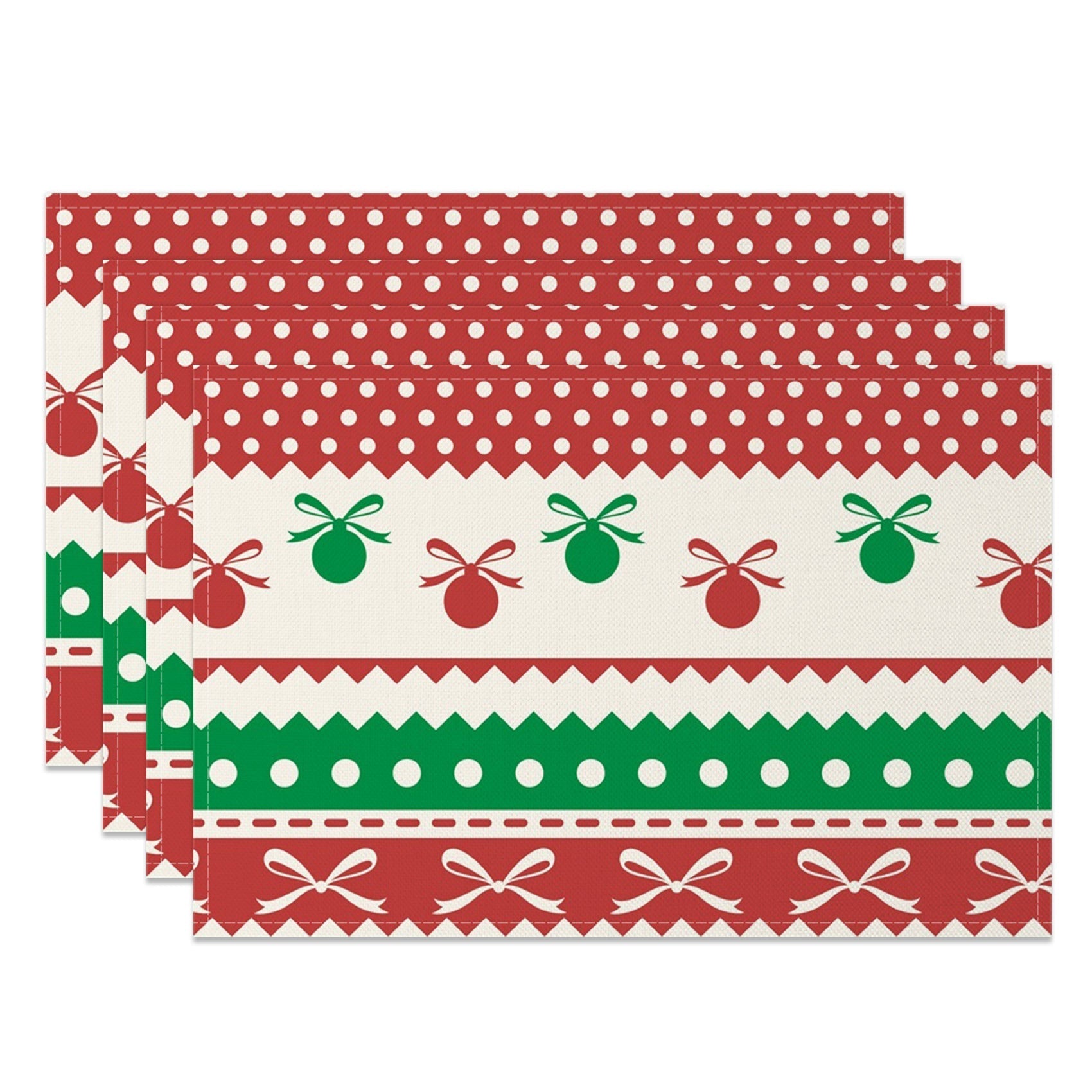 Aperturee - Aperturee Red Green White Christmas Vibe Set Of 4 Placemats
