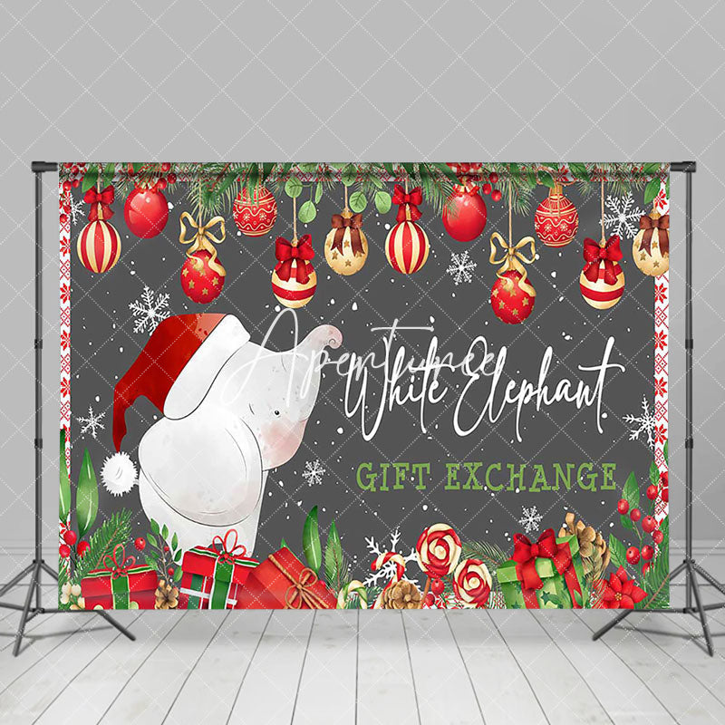 Aperturee - Aperturee Red Green White Elephant Gift Exchange Party Backdrop